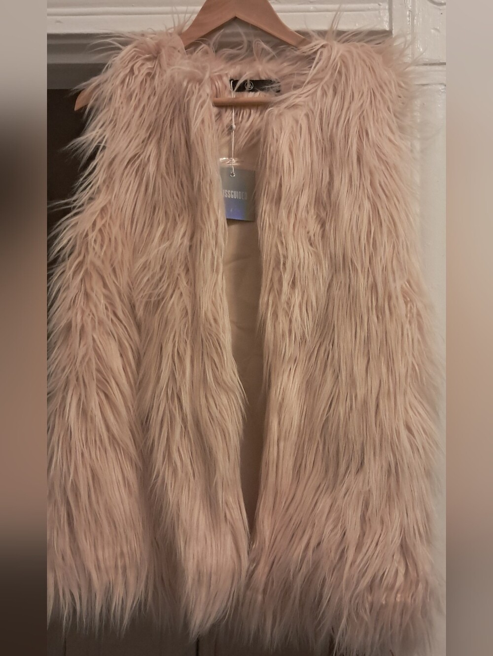 NWT Missguided Light Pink Curly Faux Fur Vest